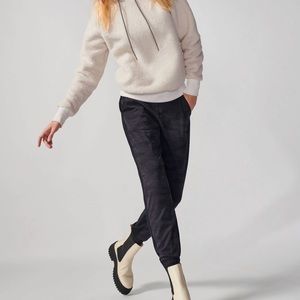 Brooklyn textured lined joggers in black camo from Altheta.